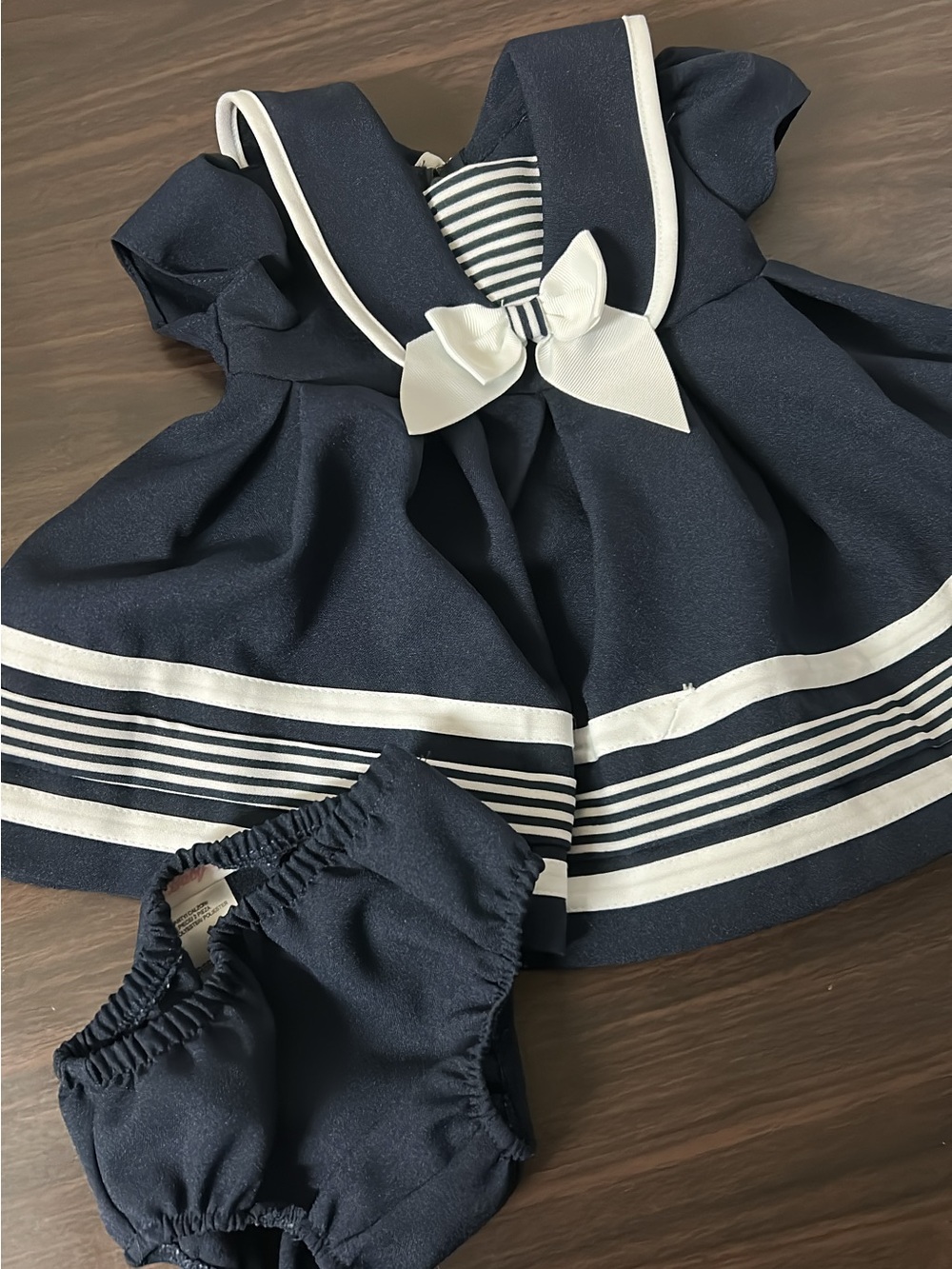 Bonnie Baby Navy and White Sailor Dress with Bloomers